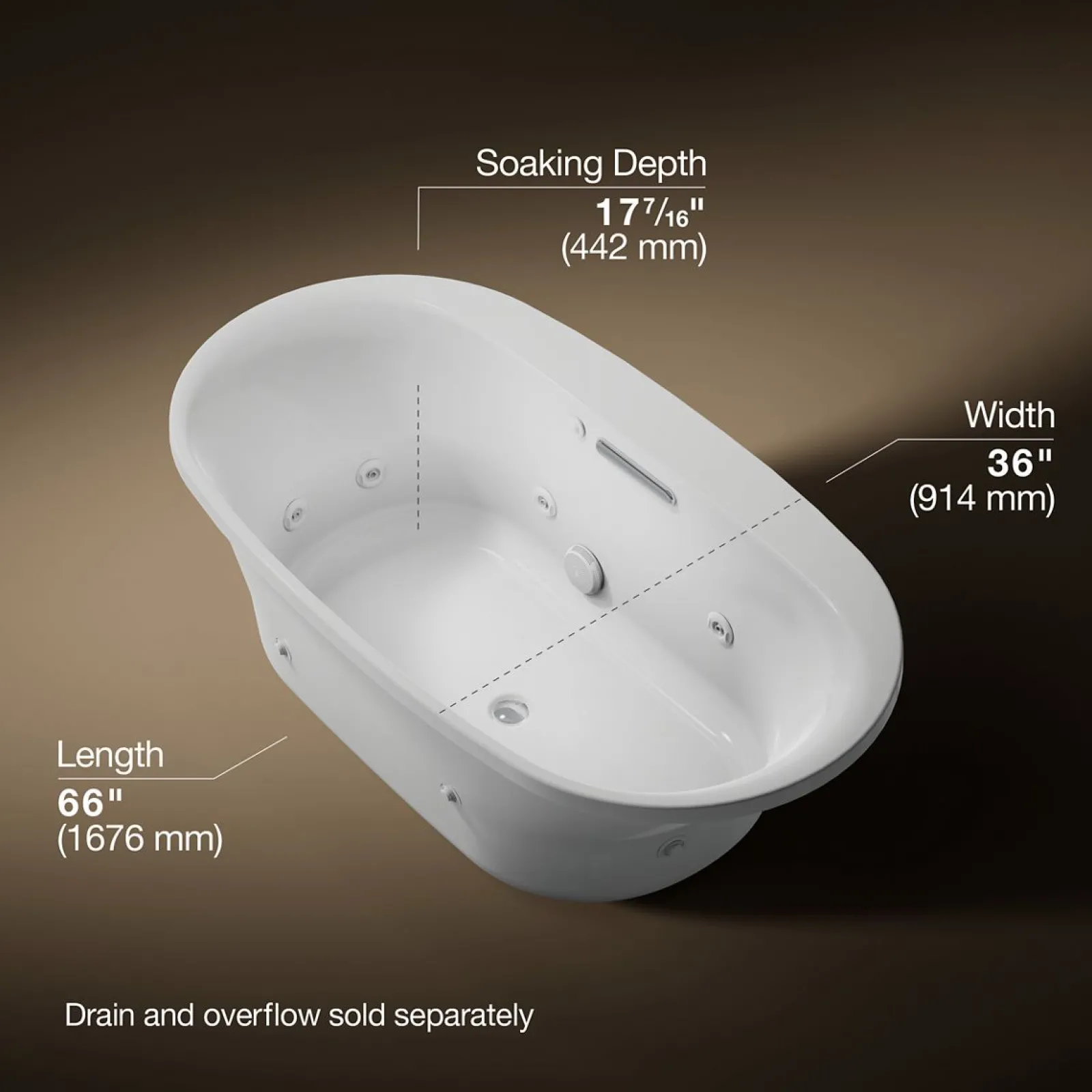 66" x 36" drop-in heated whirlpool bath^Kohler New