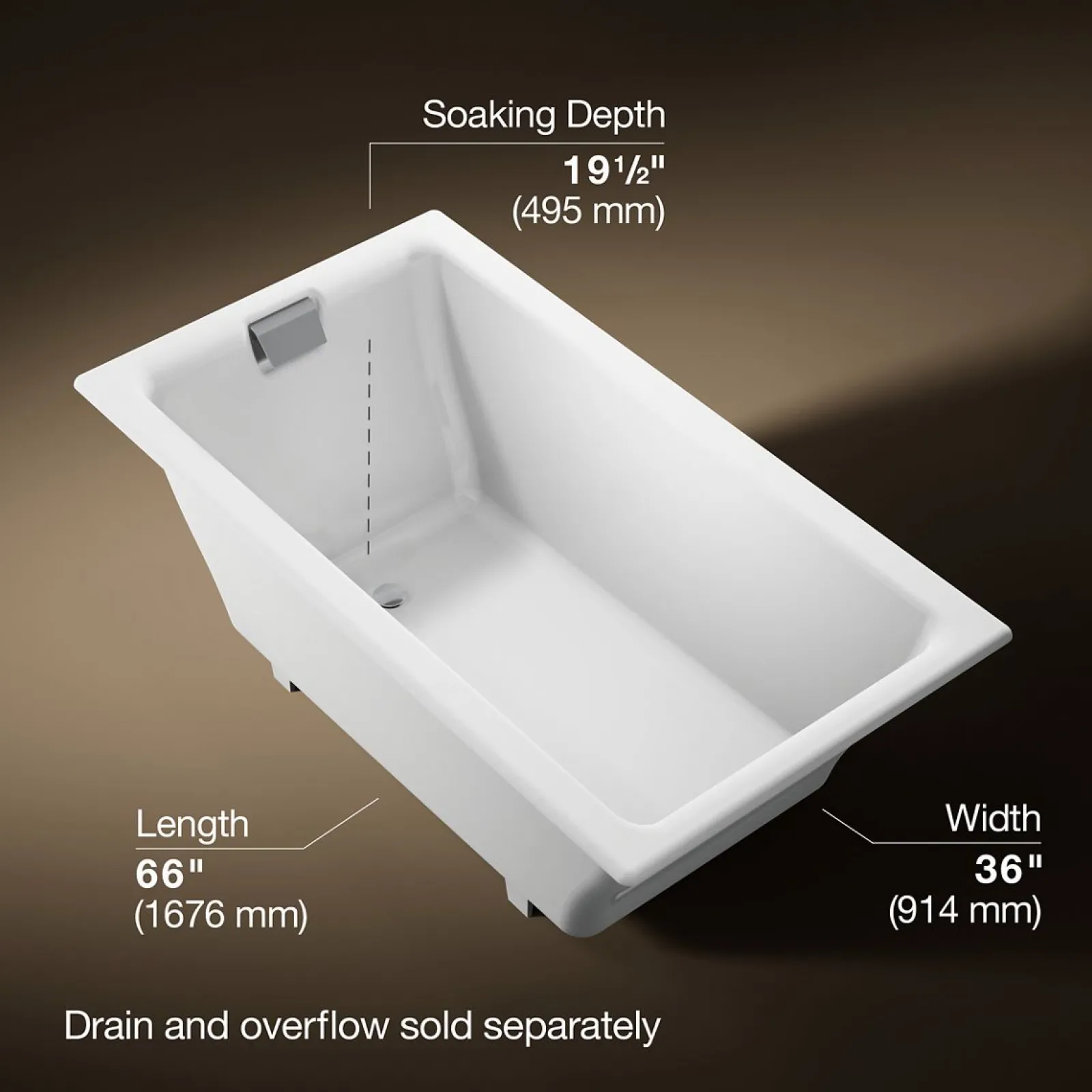 66" x 36" drop-in/undermount bath^Kohler