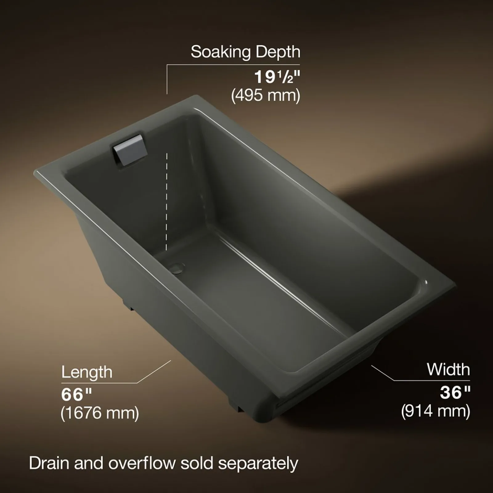 66" x 36" drop-in/undermount bath^Kohler