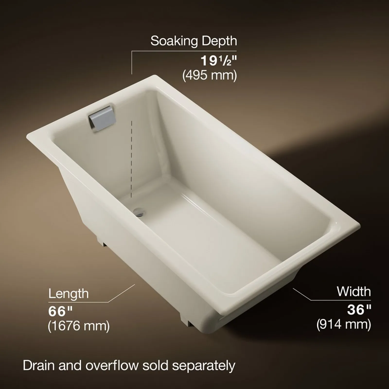66" x 36" drop-in/undermount bath^Kohler