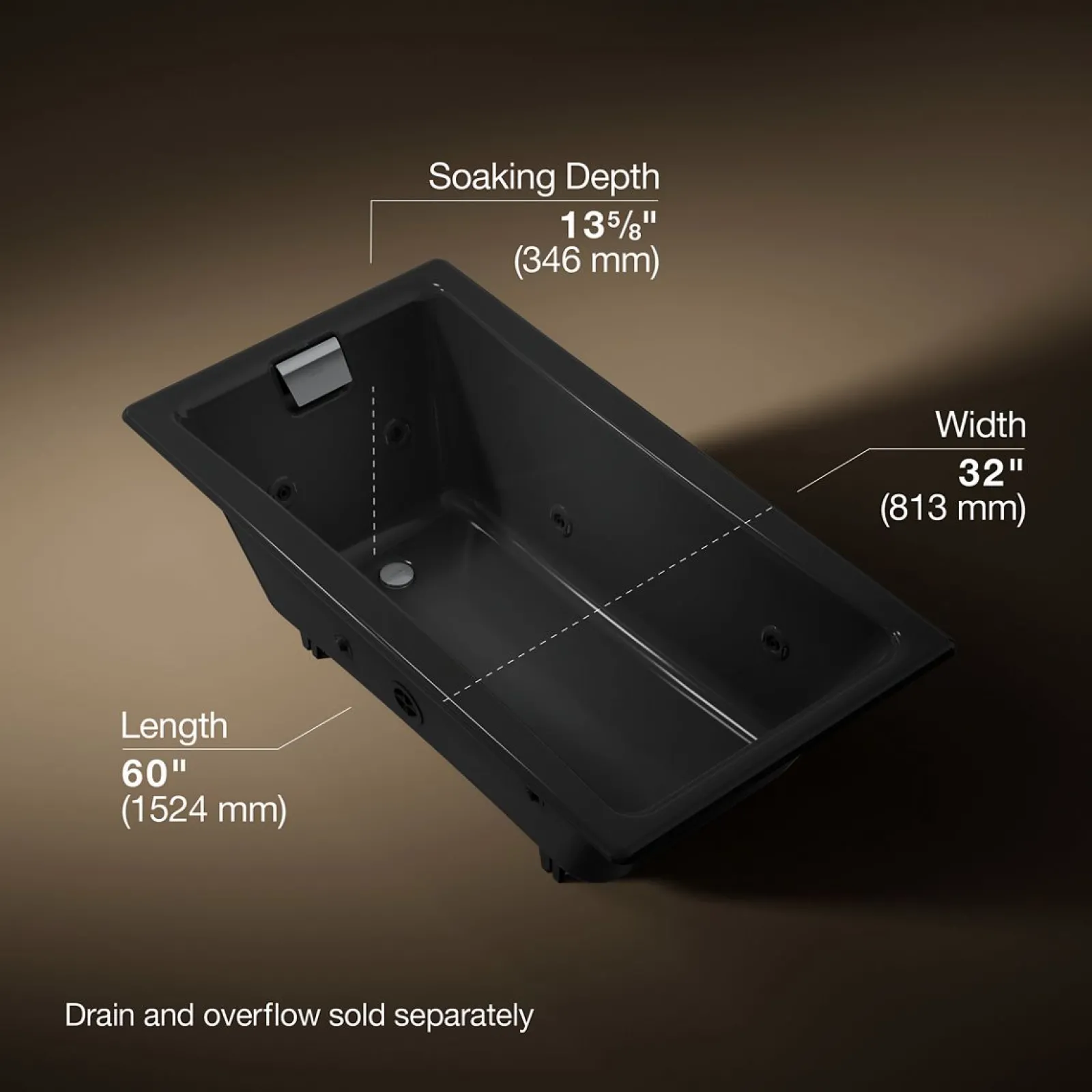 60" x 32" drop-in/undermount whirlpool bath^Kohler Hot