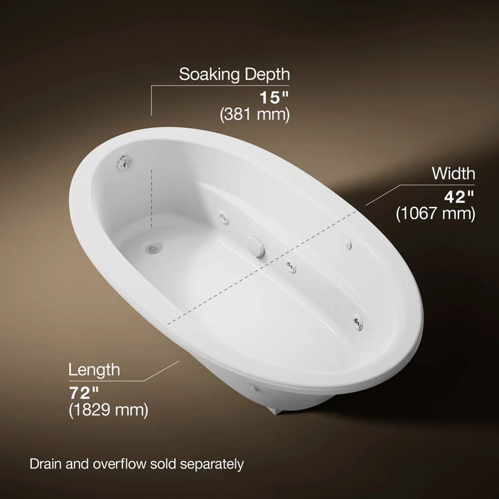 60" x 42" drop-in whirlpool bath^Kohler New