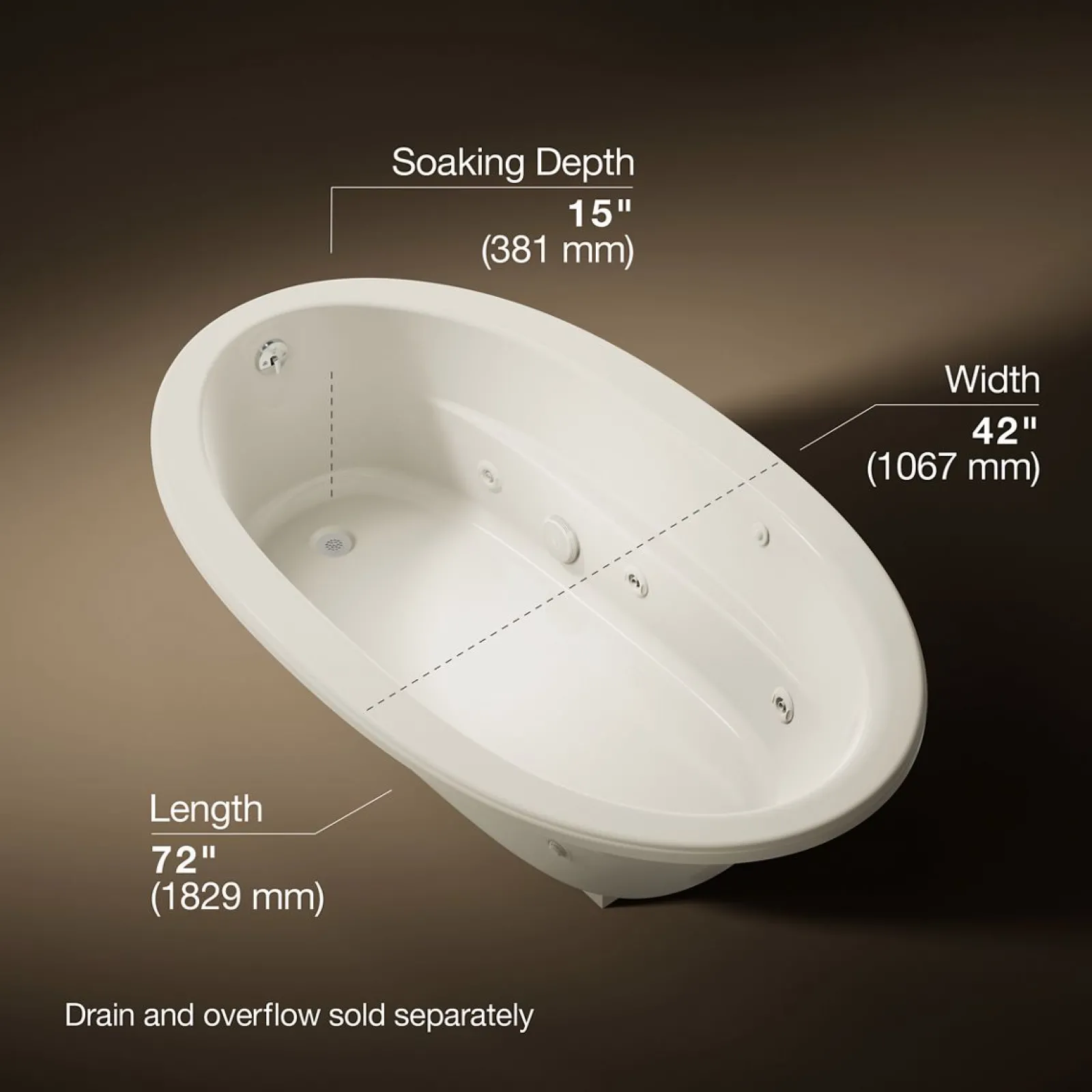 60" x 42" drop-in whirlpool bath^Kohler New
