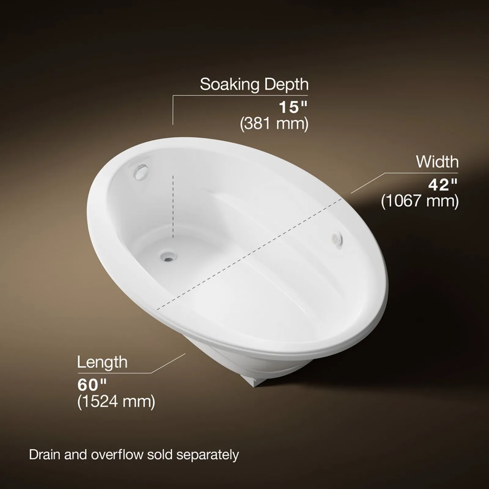 60" x 42" drop-in whirlpool bath^Kohler New
