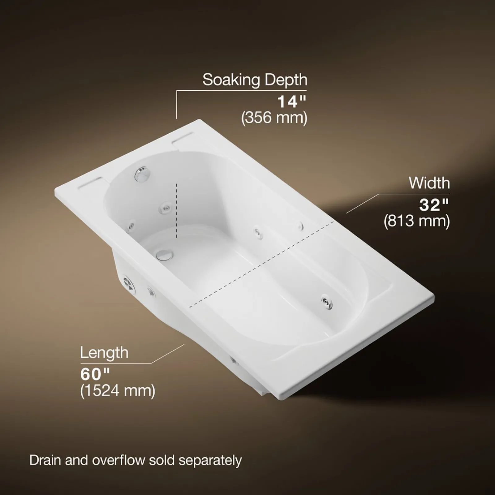 60" x 32" drop-in whirlpool bath^Kohler Discount