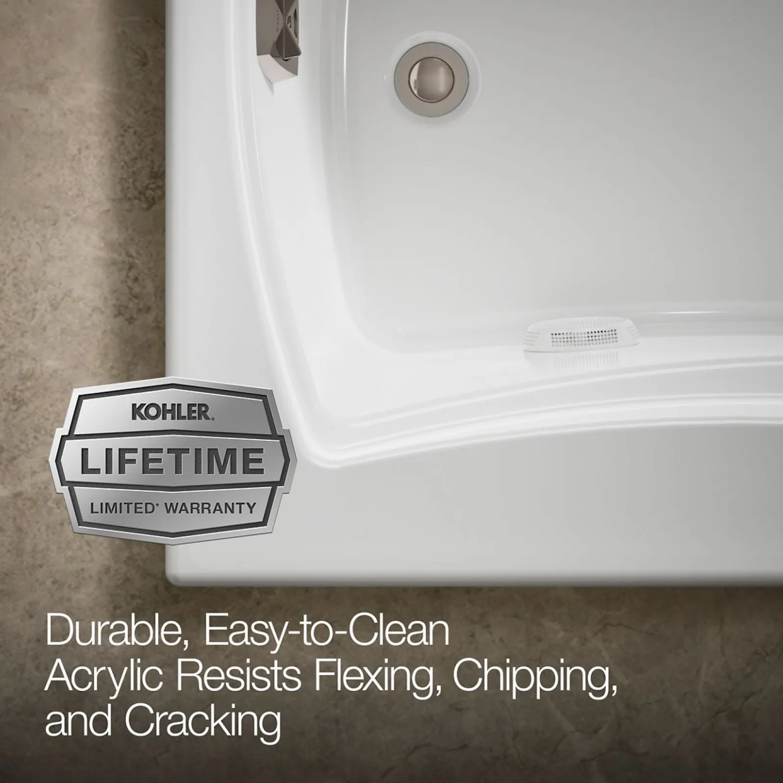 66" x 35-7/8" drop-in whirlpool bath with end drain and heater^Kohler Clearance