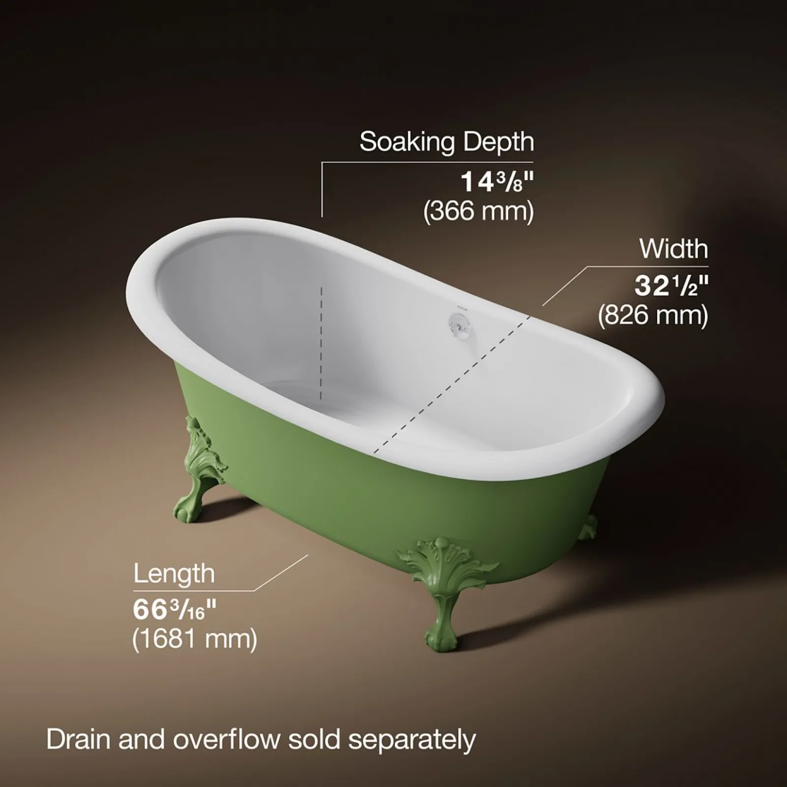 66-1/8" x 32-1/2" freestanding bath^Kohler Sale