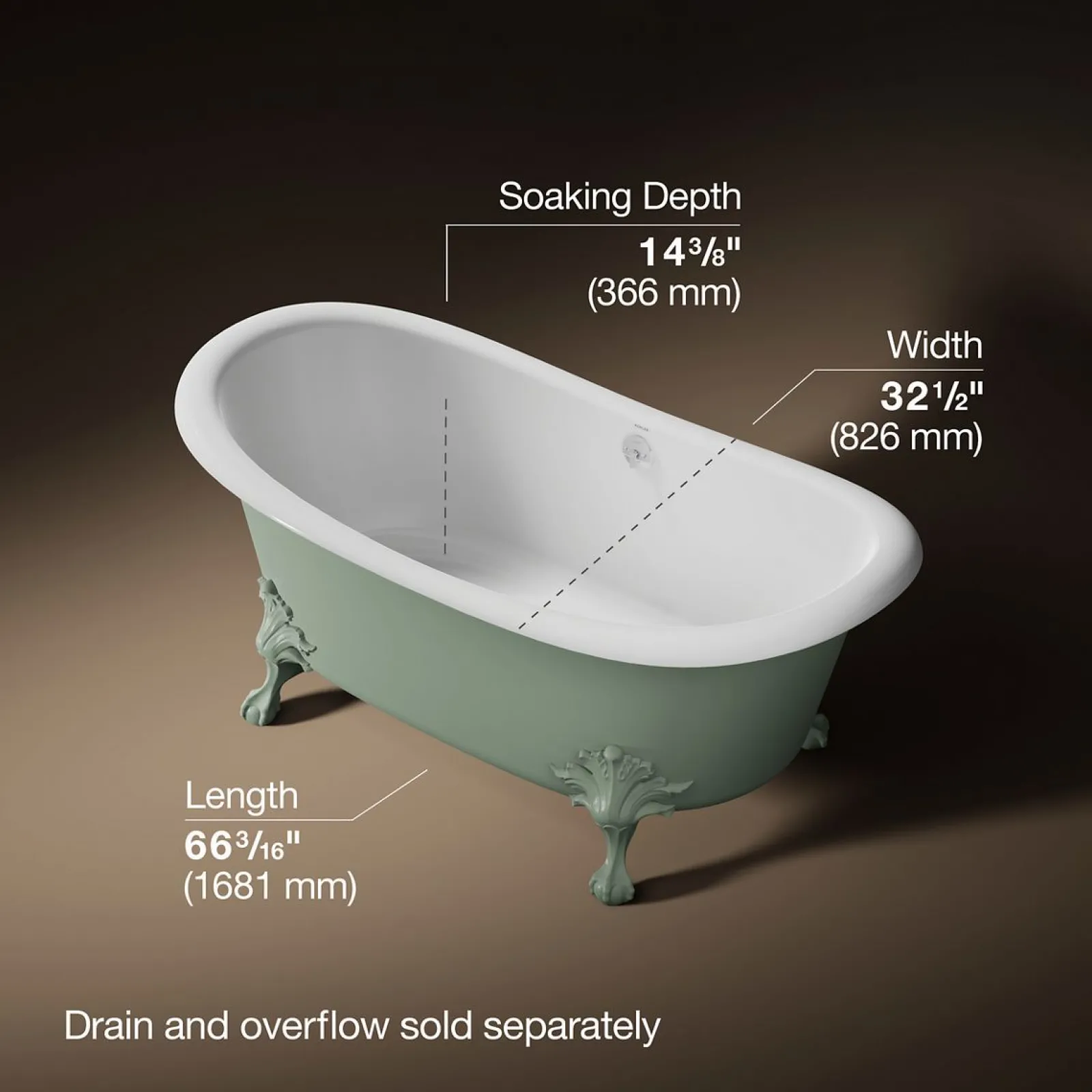 66-1/8" x 32-1/2" freestanding bath^Kohler Discount