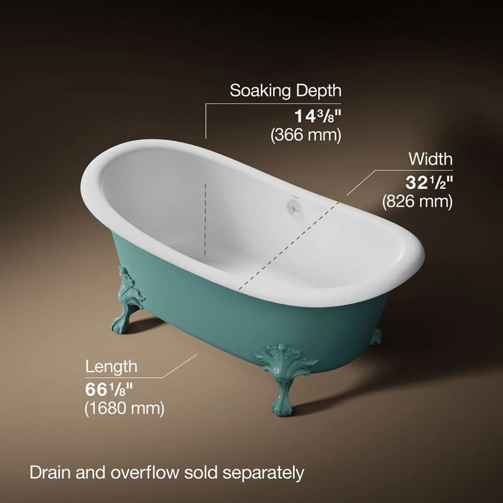 66-1/8" x 32-1/2" freestanding bath^Kohler
