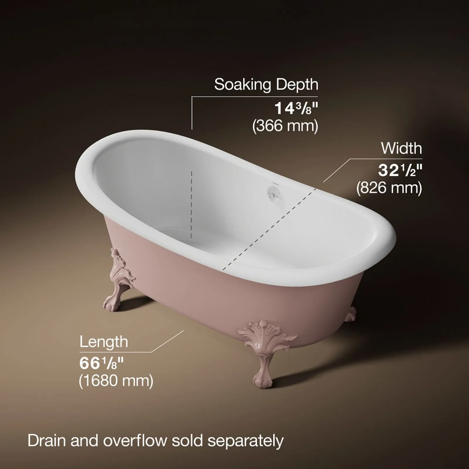66-1/8" x 32-1/2" freestanding bath^Kohler