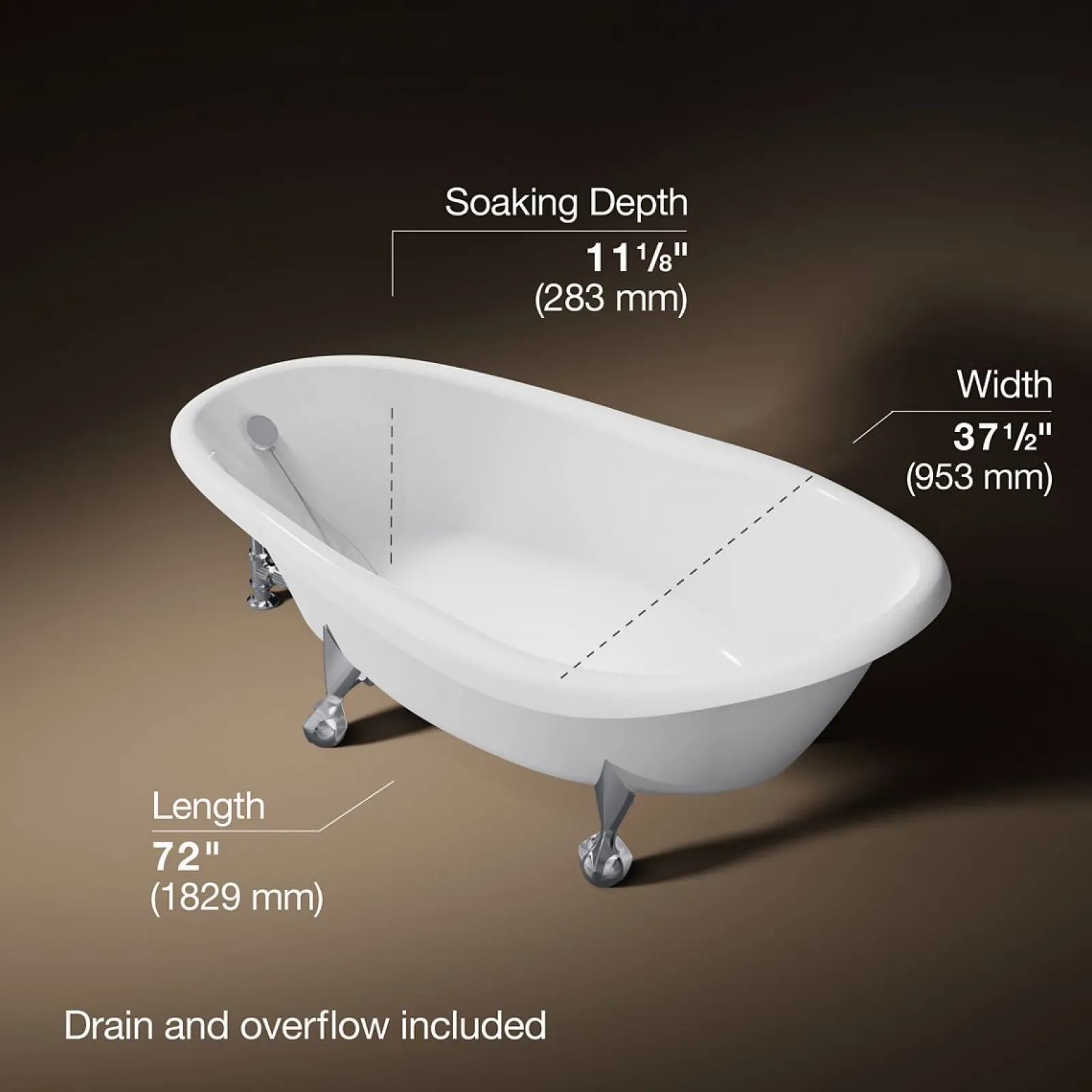 72" x 37-1/2" freestanding bath^Kohler Hot