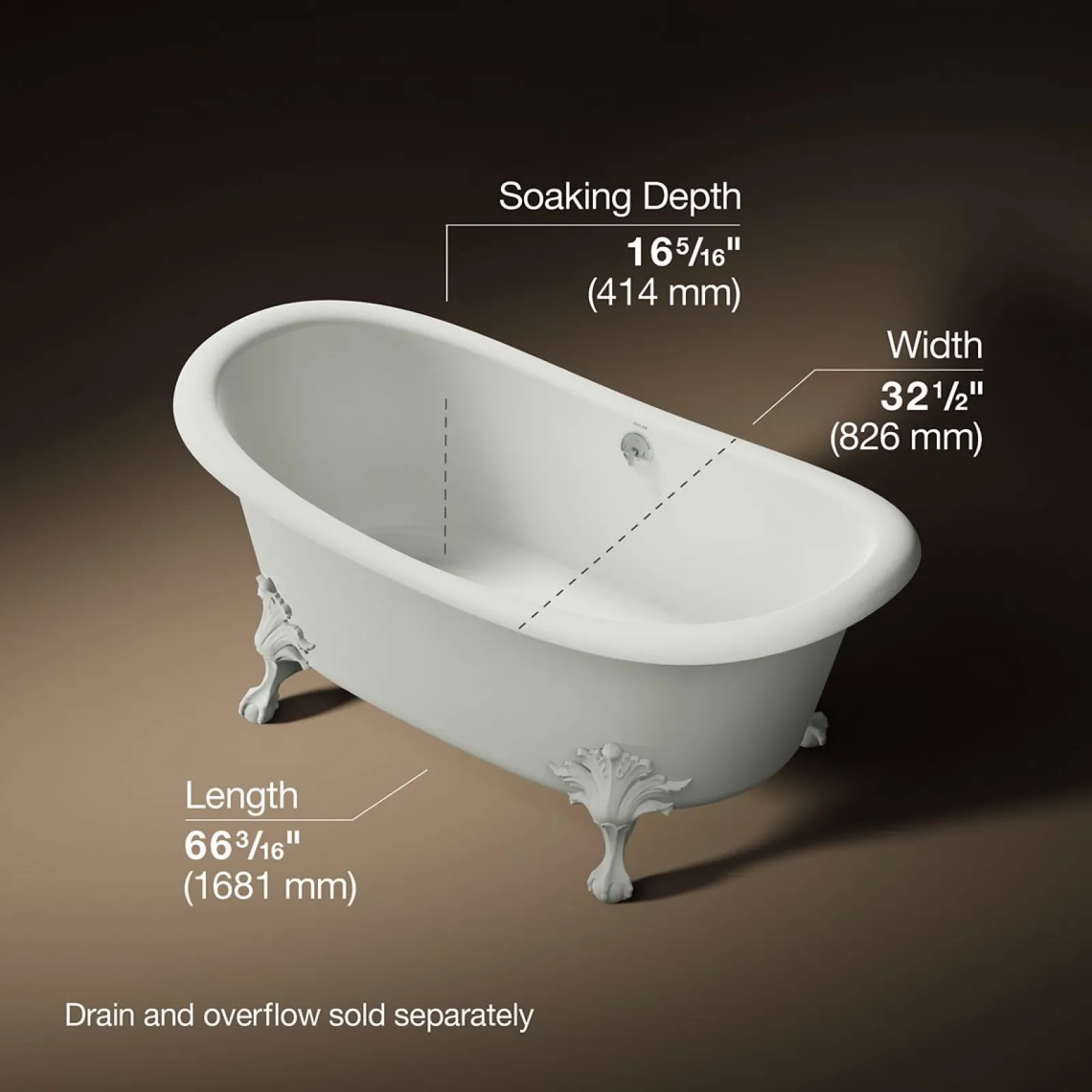 66-1/8" x 32-1/2" freestanding bath^Kohler Sale