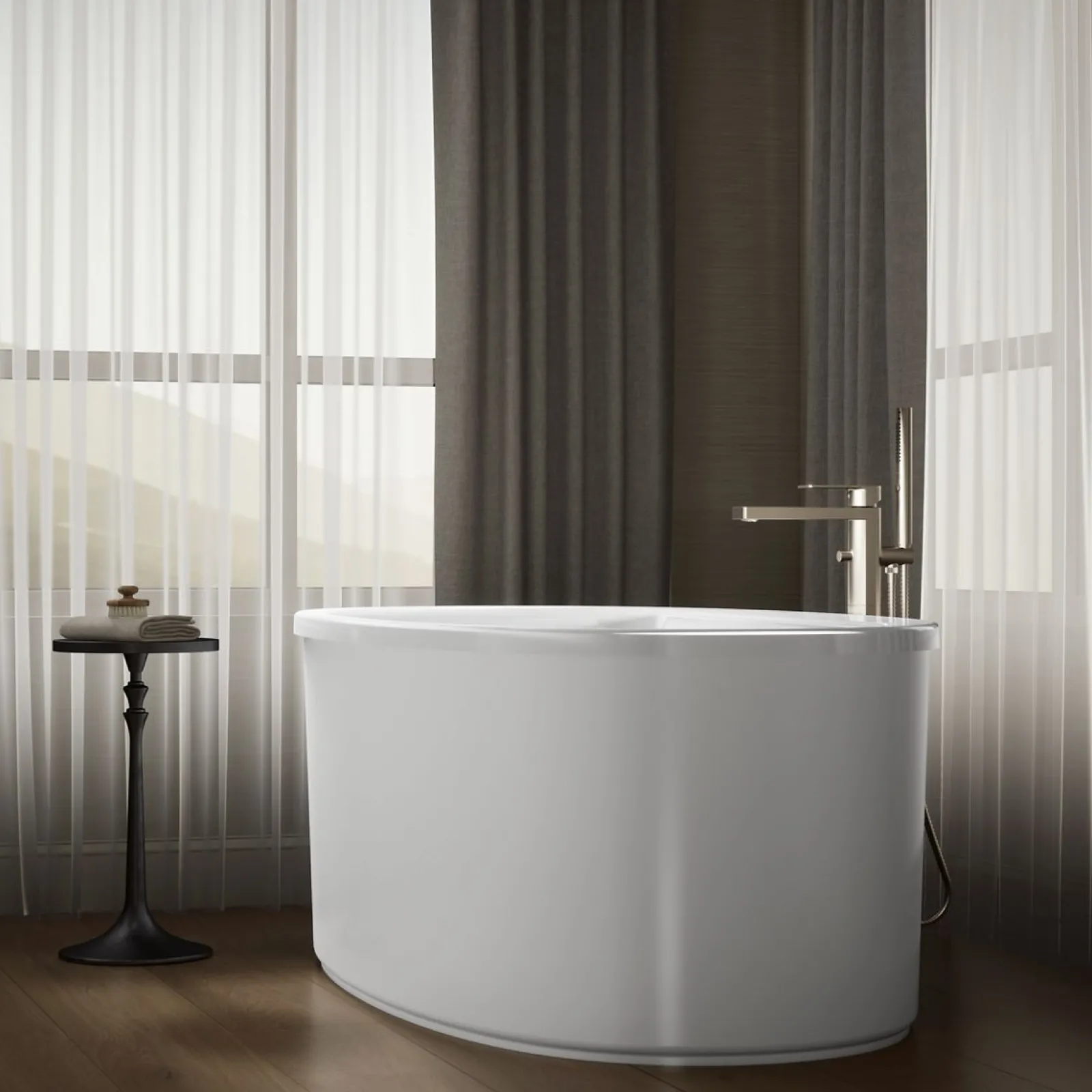 65-1/2" x 35-1/2" freestanding bath, straight shroud^Kohler