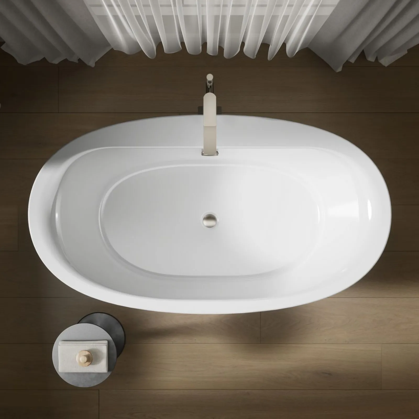 65-1/2" x 35-1/2" freestanding bath, straight shroud^Kohler
