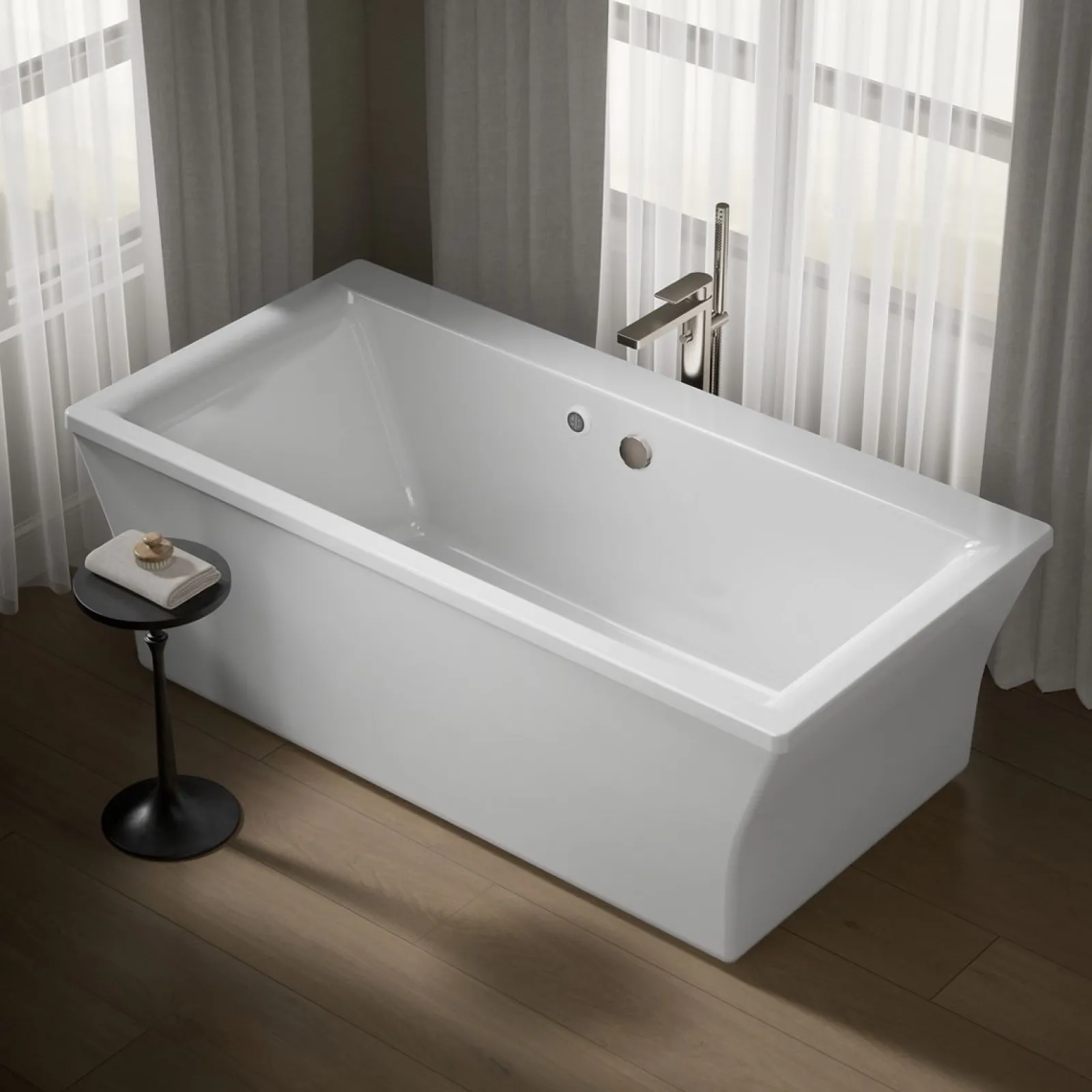 72" x 36-1/4" freestanding bath with Bask® heated surface and fluted shroud^Kohler Best