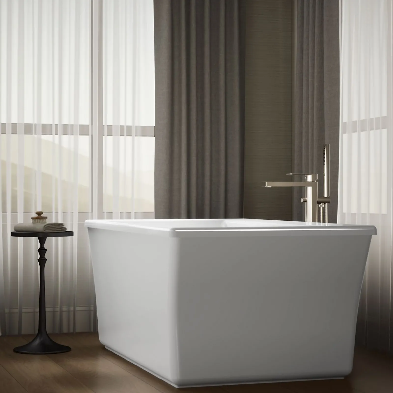 60-1/4" x 34-1/4" freestanding bath with Bask® heated surface and fluted shroud^Kohler Sale