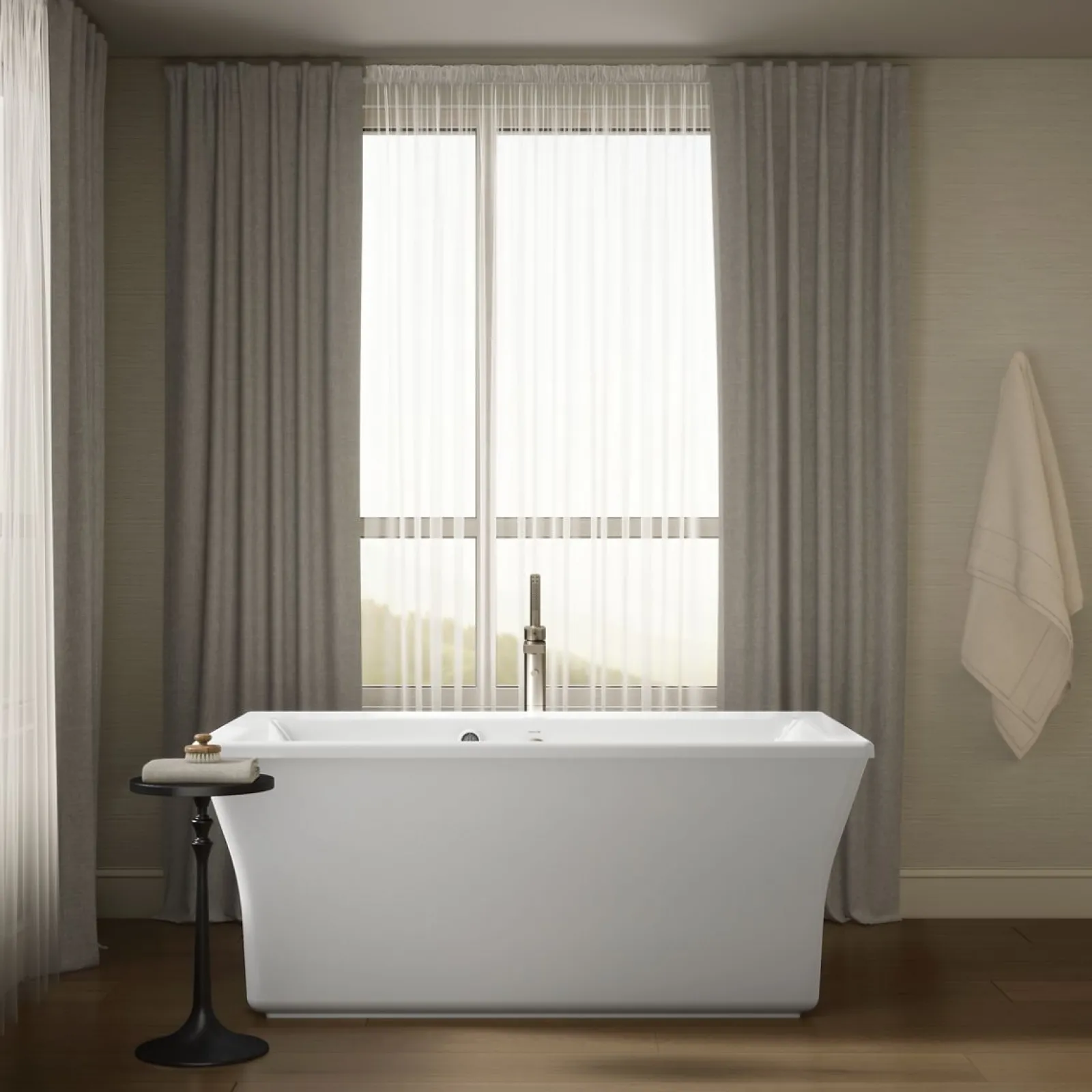 60-1/4" x 34-1/4" freestanding bath with Bask® heated surface and fluted shroud^Kohler Sale