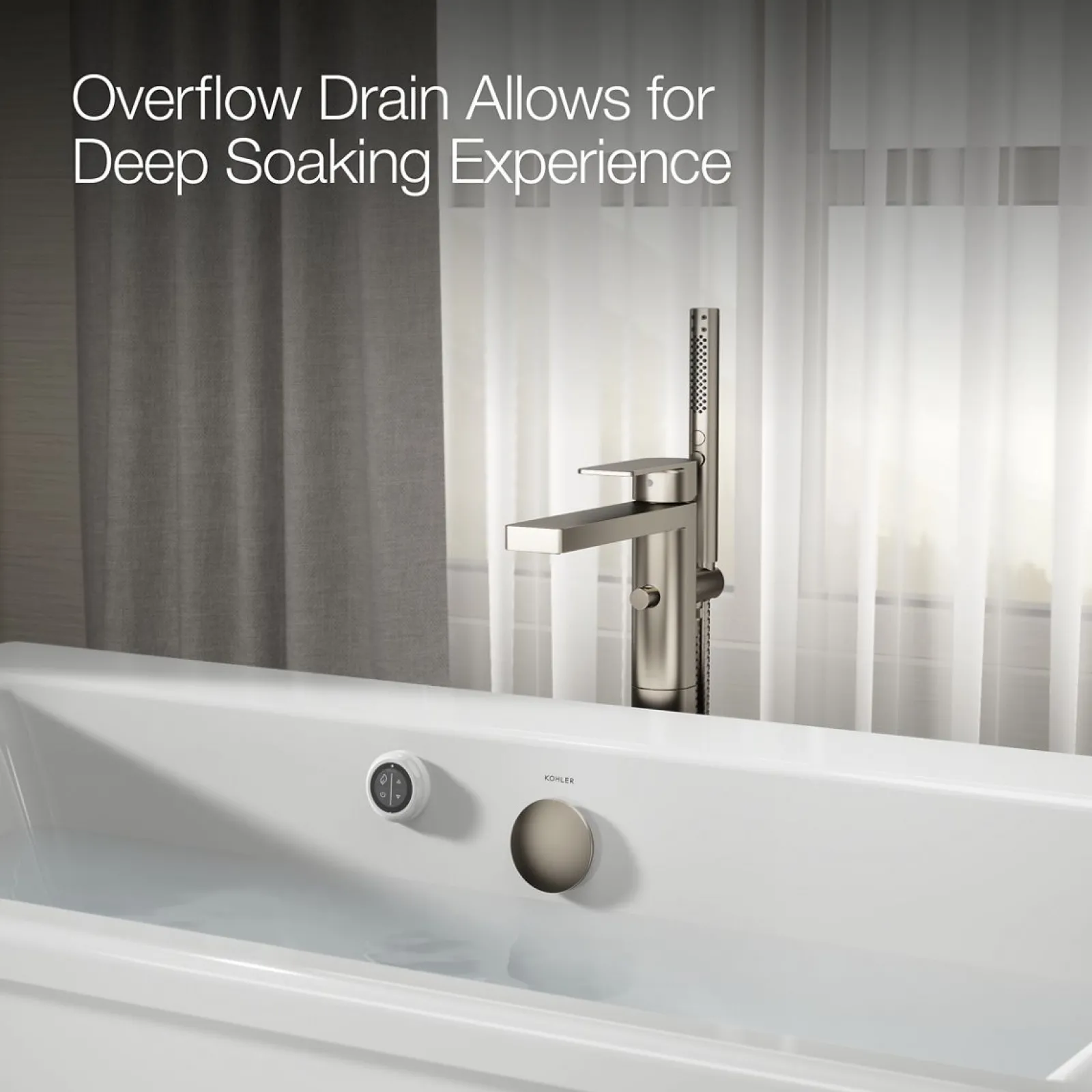 60-1/4" x 34-1/4" freestanding bath with Bask® heated surface and fluted shroud^Kohler Sale