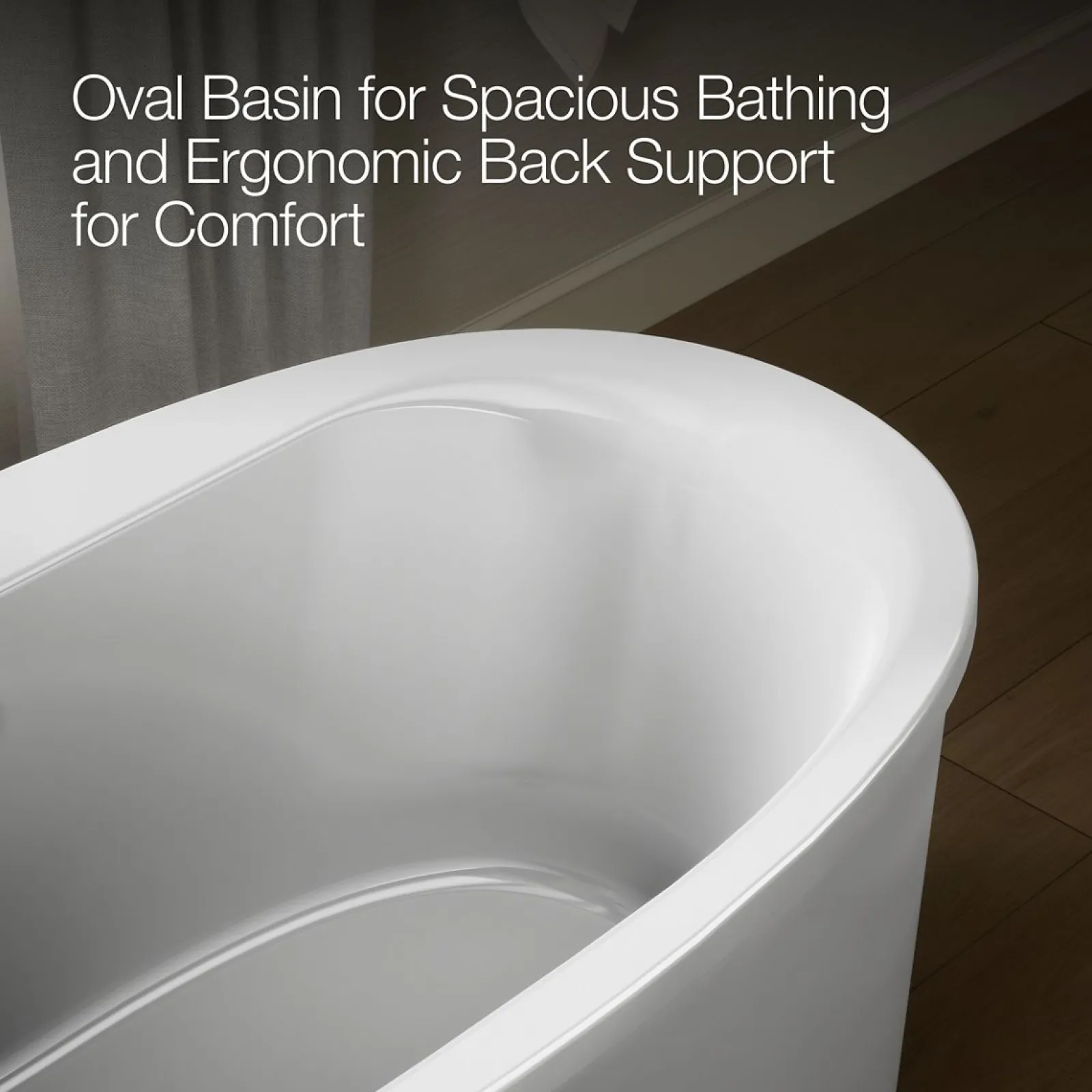 65-1/2" x 35-1/2" freestanding bath with Bask® heated surface and straight shroud^Kohler