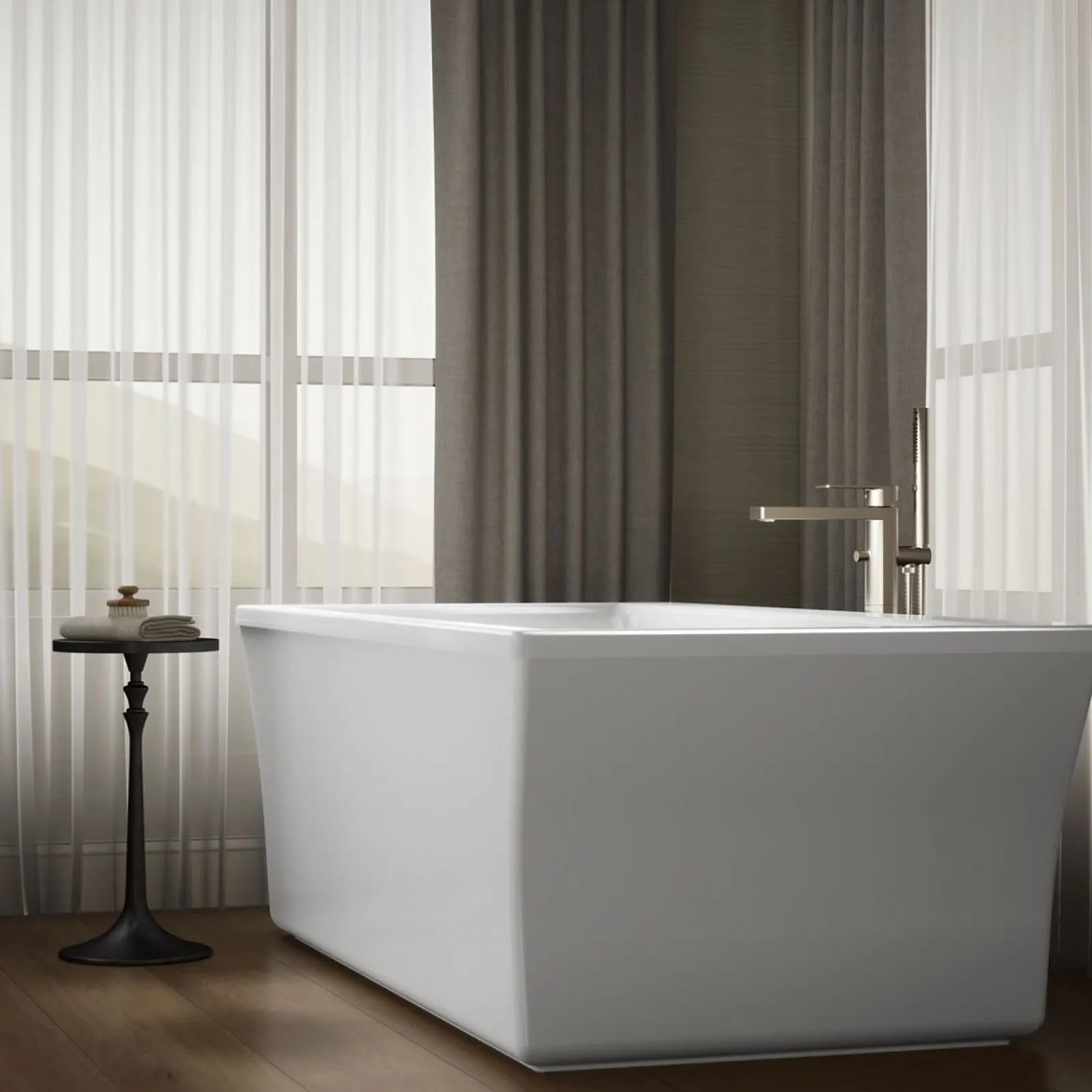 72" x 36" freestanding bath with fluted shroud^Kohler