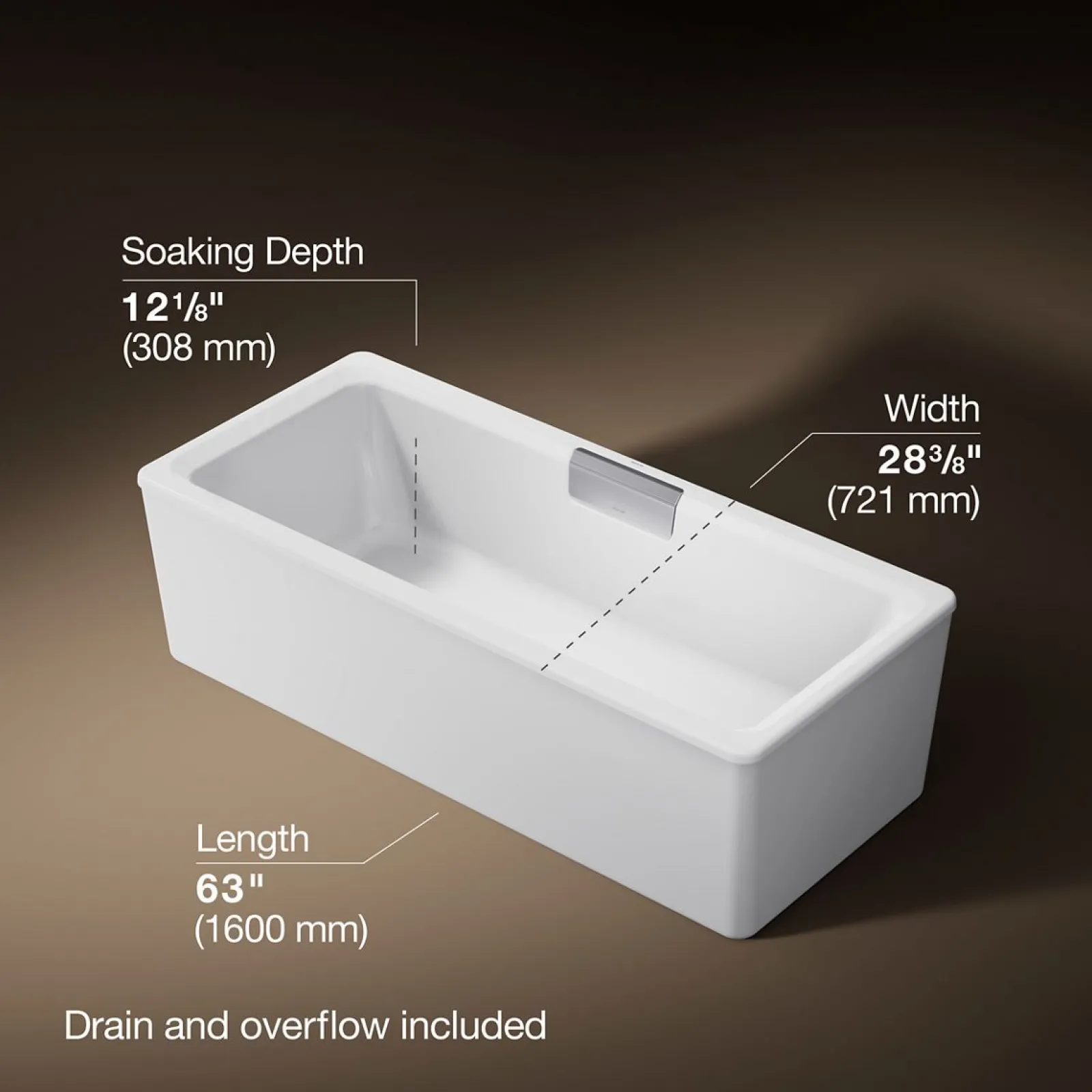 63" x 28-3/8" freestanding bath with shroud^Kohler