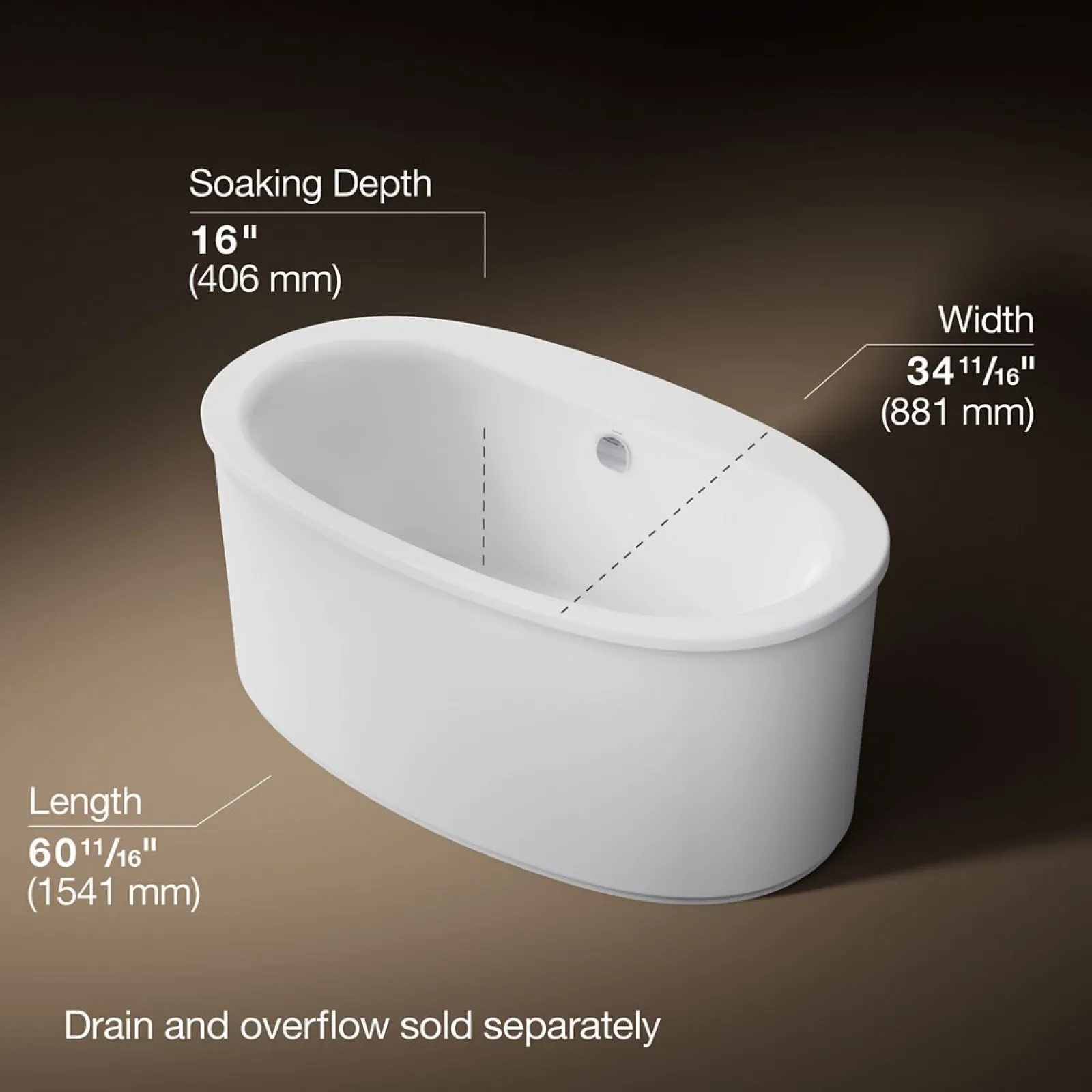 60" x 34" freestanding bath with straight shroud^Kohler Discount