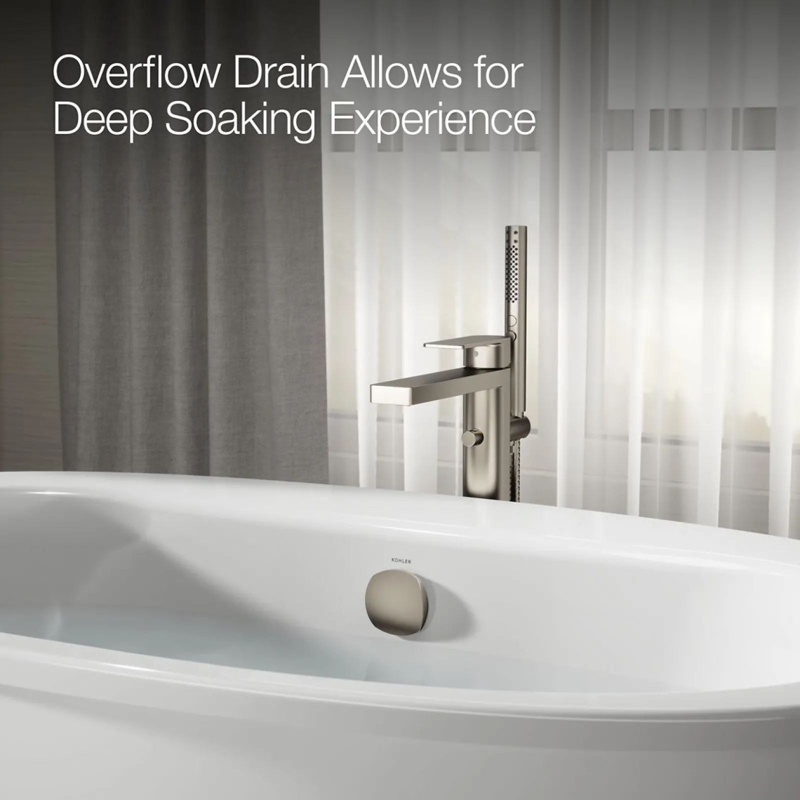 60" x 34" freestanding bath with straight shroud^Kohler Discount