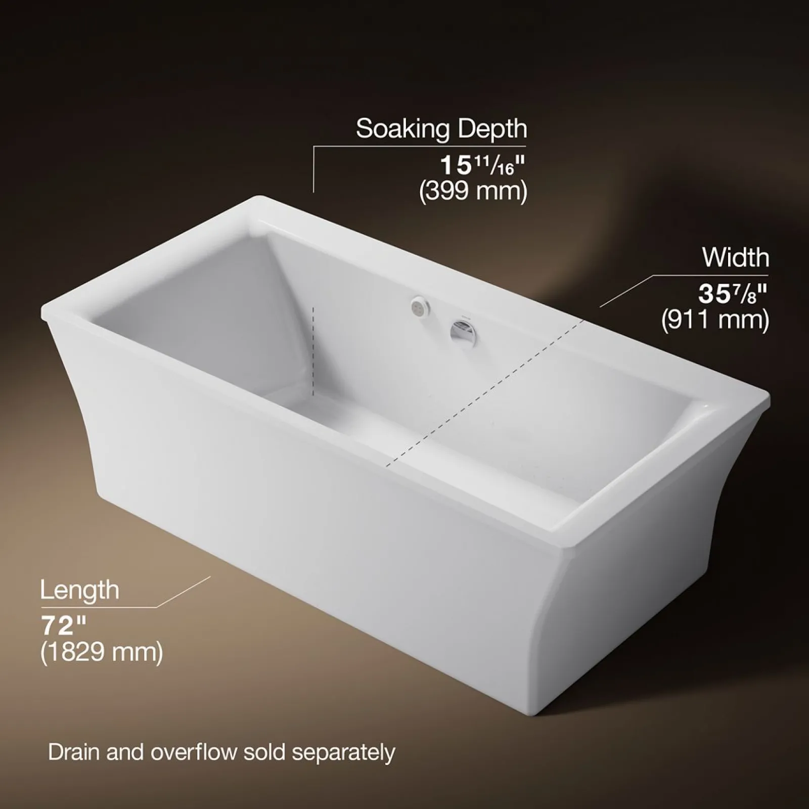 72" x 36" freestanding Heated BubbleMassage™ air bath with Bask® heated surface and fluted shroud^Kohler Discount