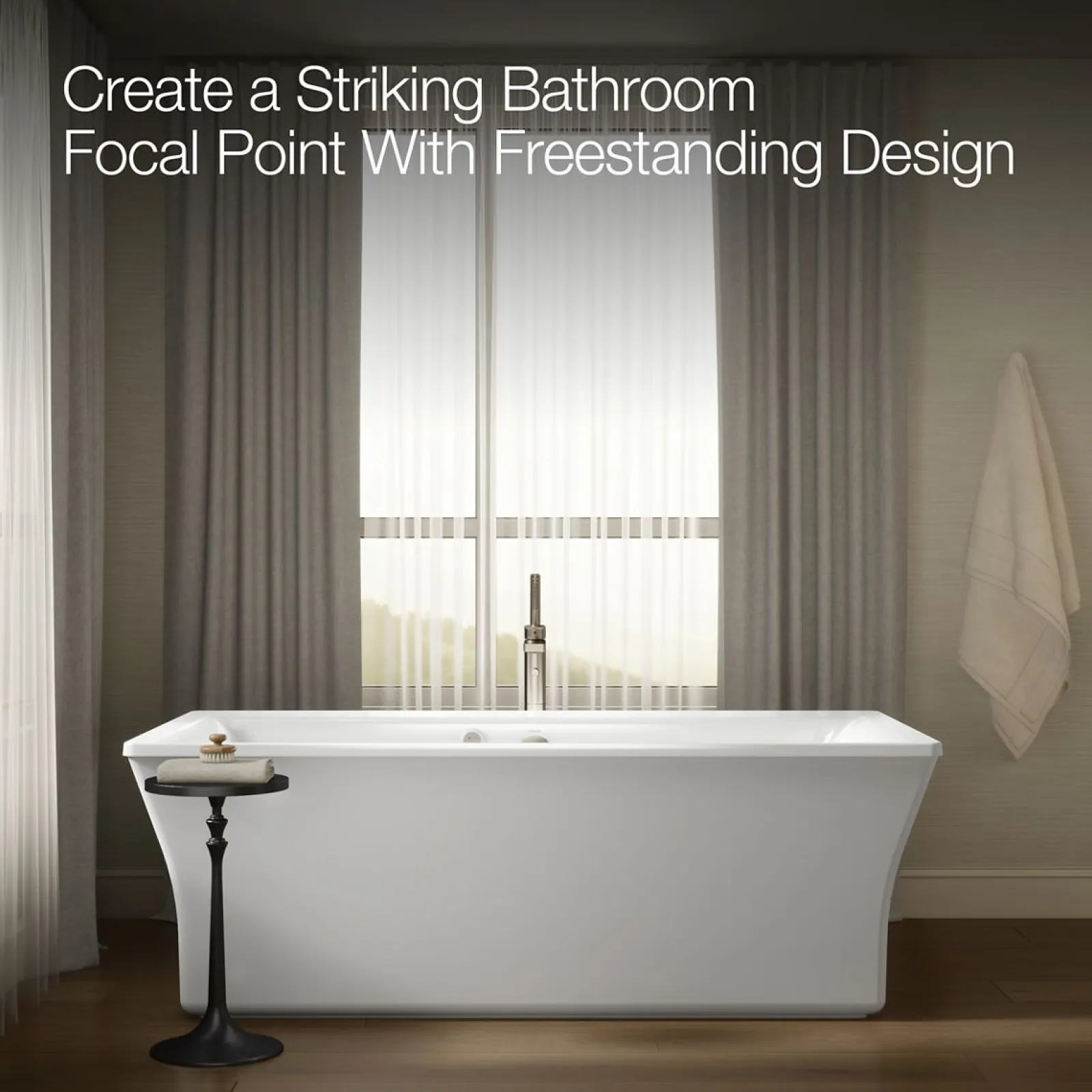 72" x 36" freestanding Heated BubbleMassage™ air bath with Bask® heated surface and fluted shroud^Kohler Discount