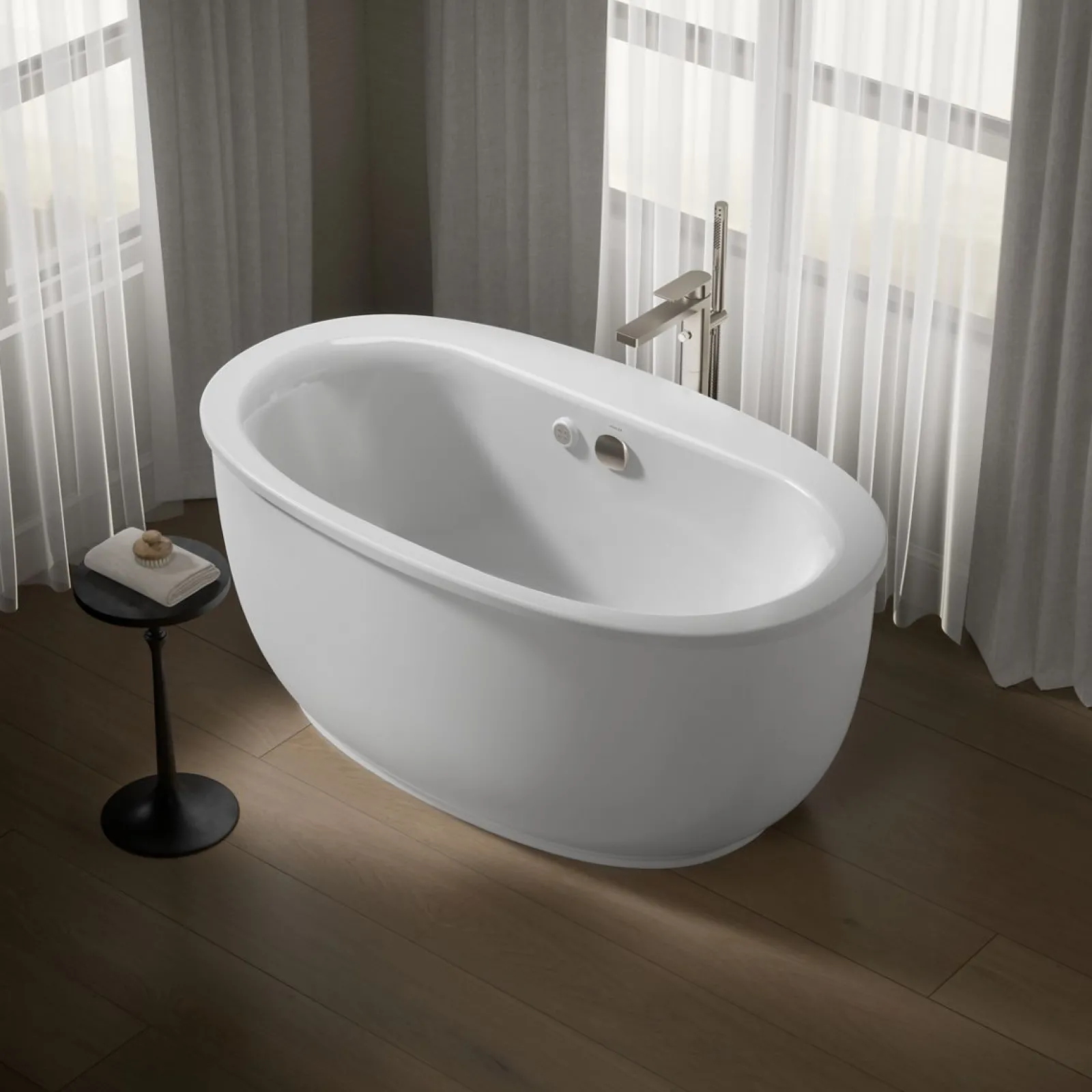 60-1/2" x 34-1/2" freestanding Heated BubbleMassage™ air bath with fluted shroud^Kohler Discount