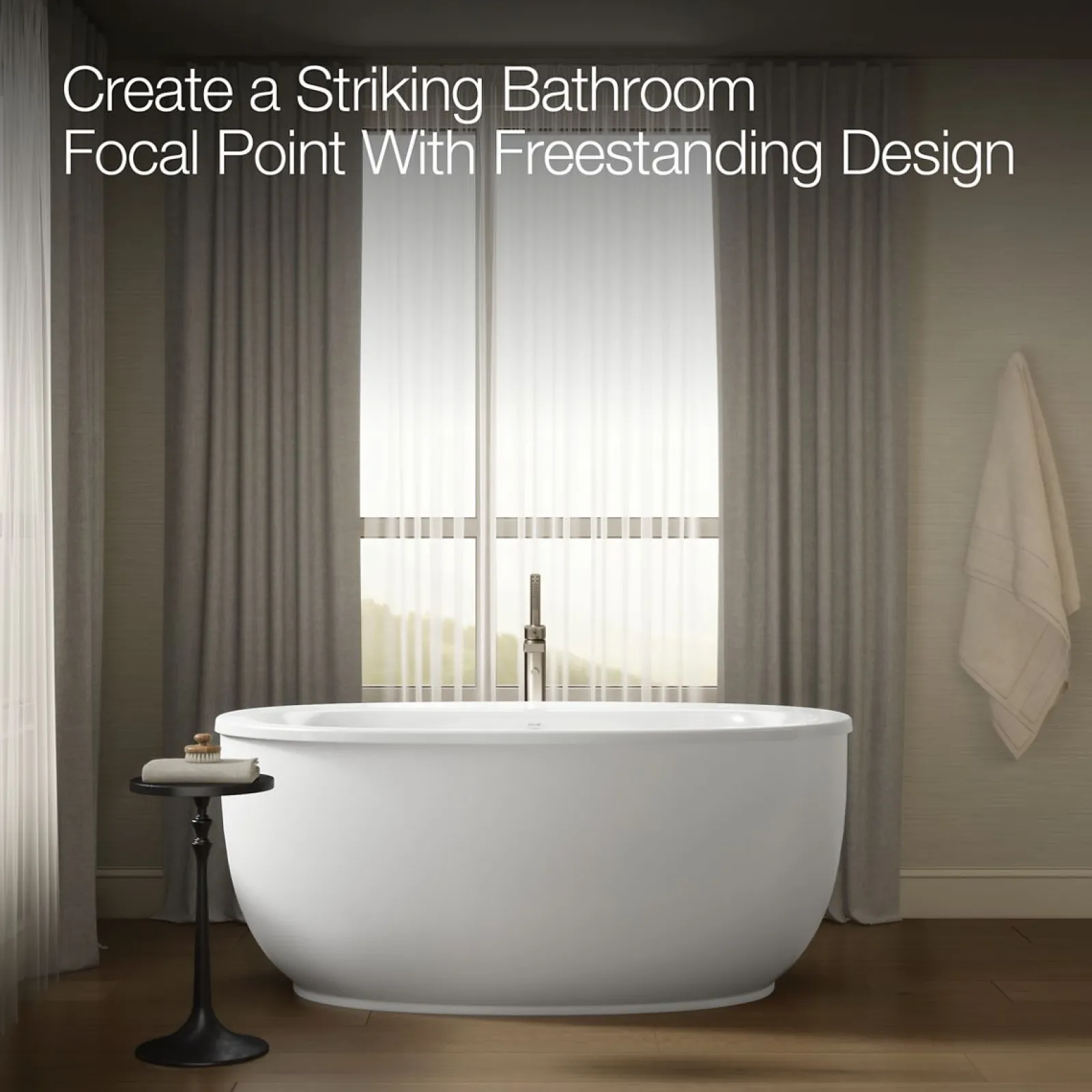 60-1/2" x 34-1/2" freestanding Heated BubbleMassage™ air bath with fluted shroud^Kohler Discount