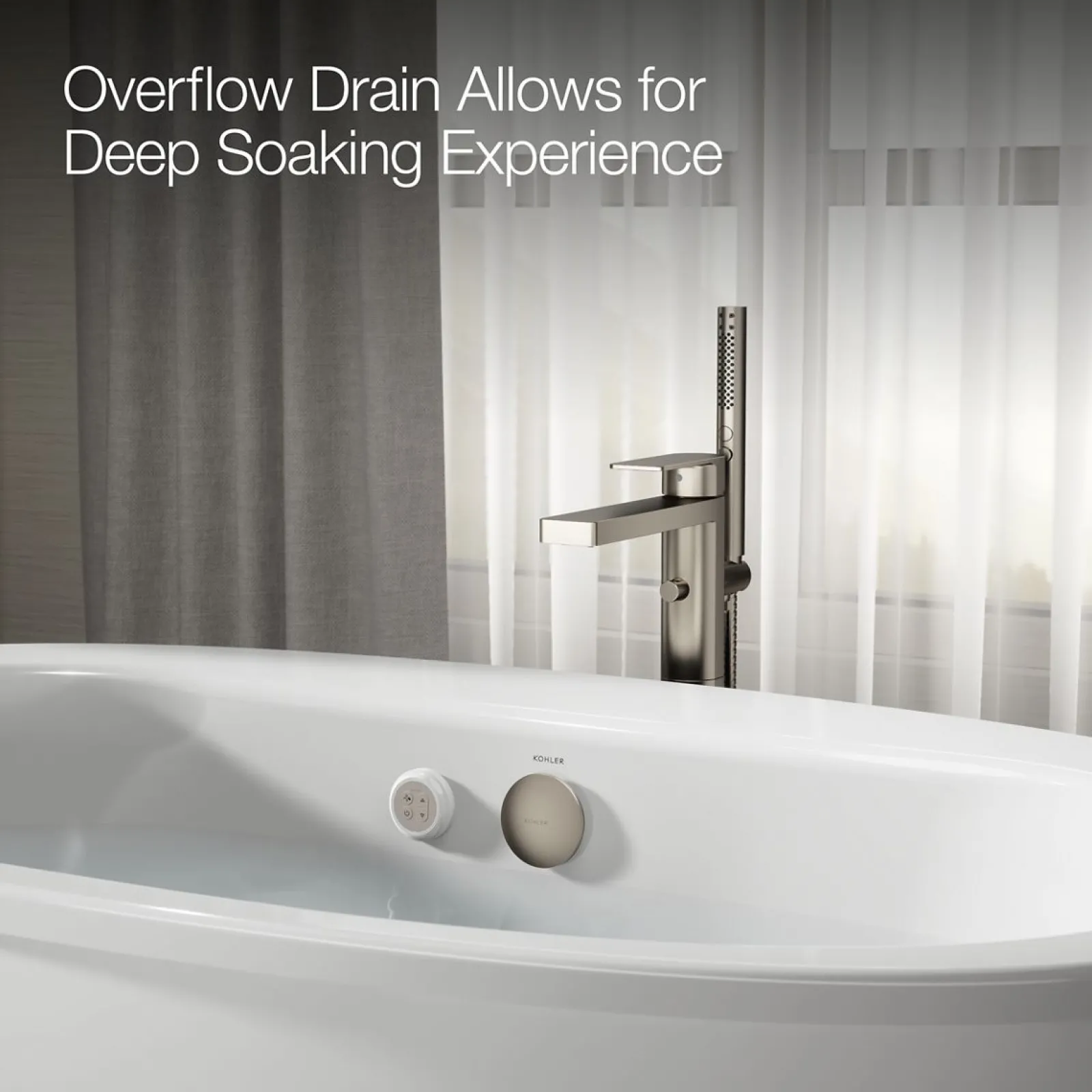 60-1/2" x 34-1/2" freestanding Heated BubbleMassage™ air bath with fluted shroud^Kohler Discount