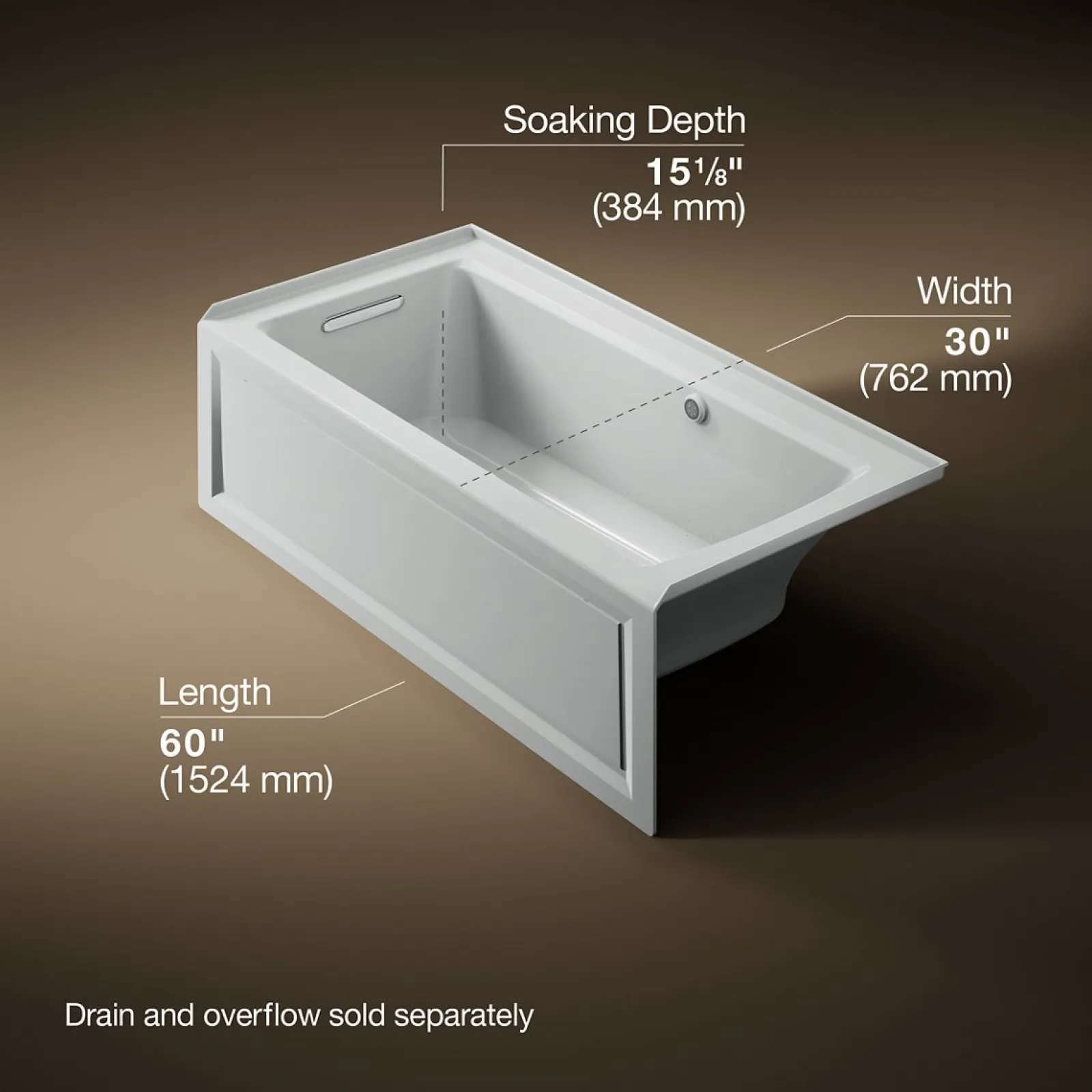 60" x 30" integral apron Heated BubbleMassage™ air bath with Bask® heated surface and left-hand drain^Kohler Discount