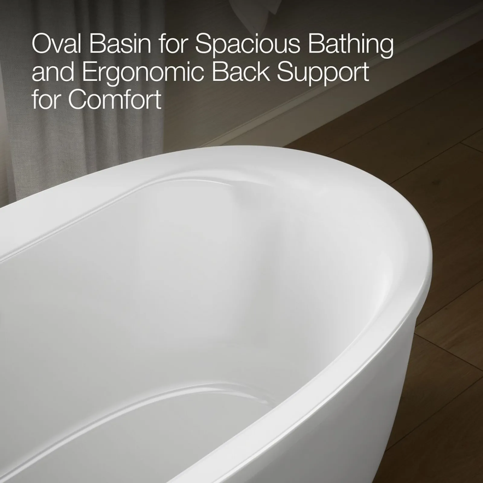 65-1/2" x 35-1/2" oval freestanding bath with Bask® heated surface and fluted shroud^Kohler Online