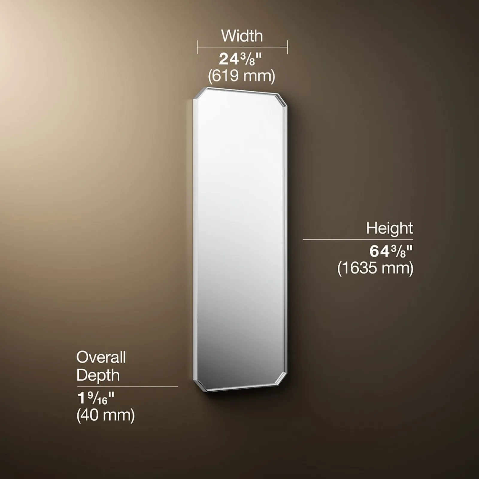 24" x 64" rectangular framed mirror^Kohler Hot