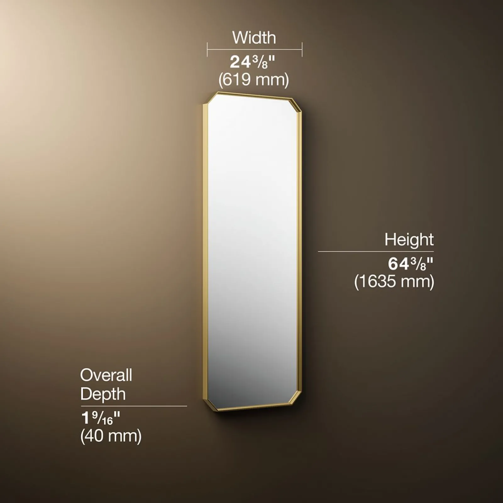 24" x 64" rectangular framed mirror^Kohler Hot
